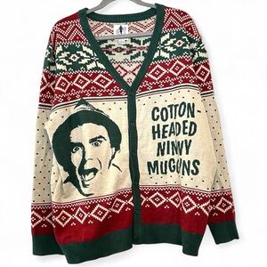 ELF Red and Green Cotton-Headed Ninny Muggins Cardigan